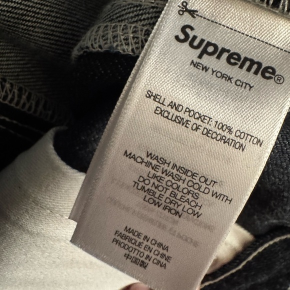 Supreme paneled stripe baggy jeans in rigid indigo - Picture 5 of 9